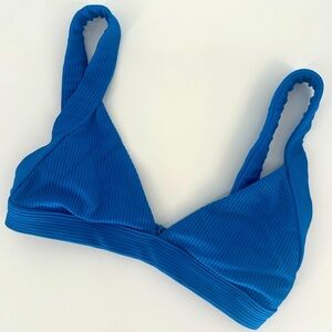 Frankie’s Bikinis Ribbed Triangle Top in Cobalt Blue
